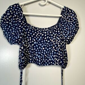 Roxy Blue and White Spotted Crop Top
